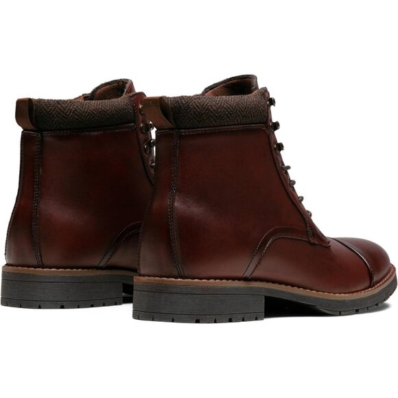 ⚡Men's Genuine Leather Winered Lace Up Casual Boots Zipper Fashion Chukka Boot - Picture 5 of 8